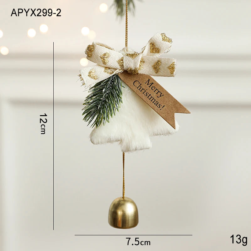 Christmas Door Car Decoration Christmas Tree Red Velvet Bow Bell Small Pendant Decoration Props Oasis Select 8