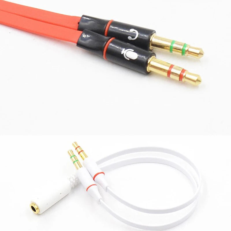 3.5mm TRRS Headset Splitter Adapter – Audio & Mic to 2 Male