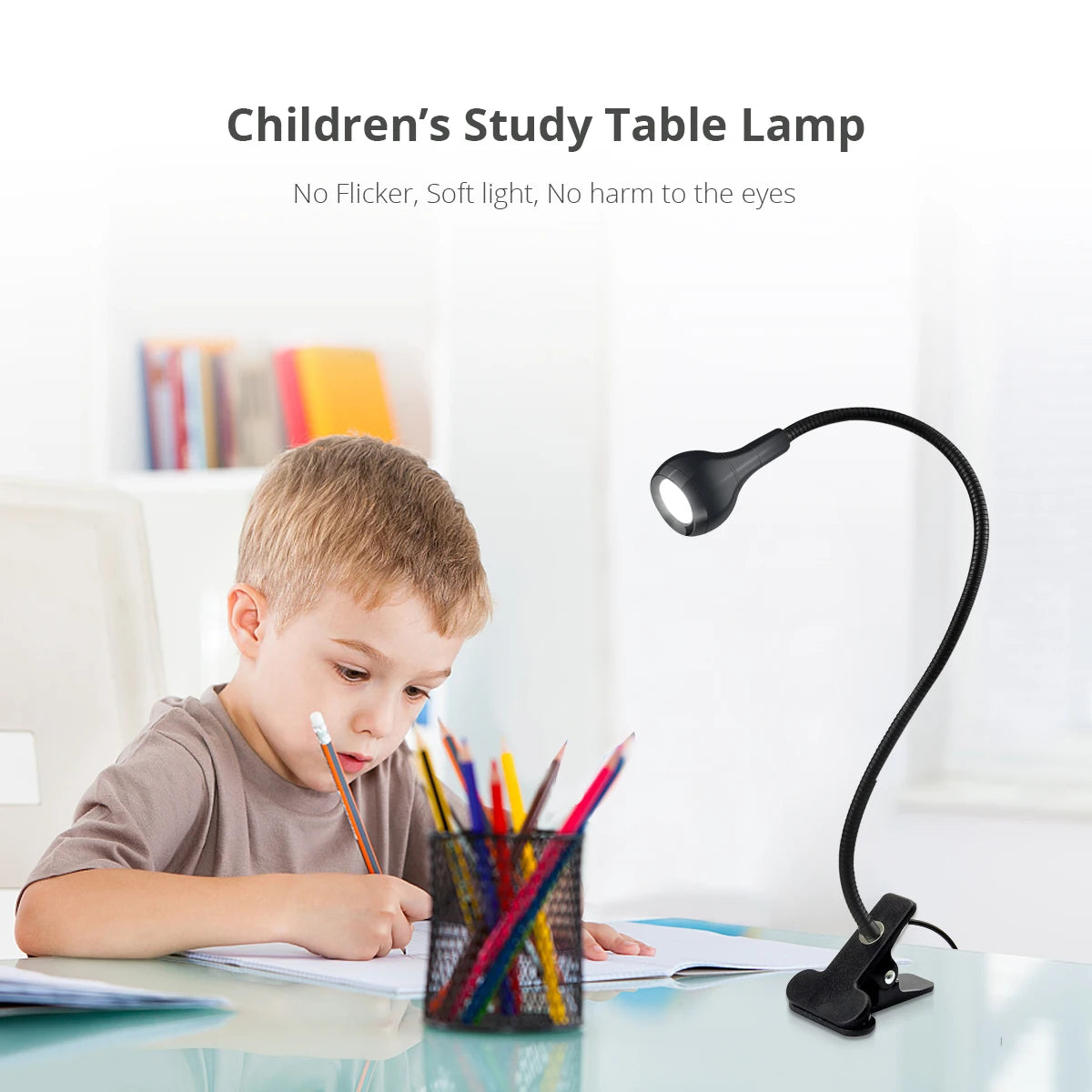 360° Flexible Clip on Desk Lamp USB Eye-Caring Reading Table Light Night Light Study Bedside Clamp Lamp for Books Oasis Select