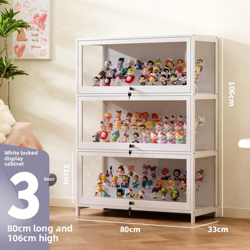 Figure Cabinet Transparent Lego Display Cabinet with Lock Household Blind Box Ornament Accessories Millet Storage Secondary Oasis Select Three doors 80 long