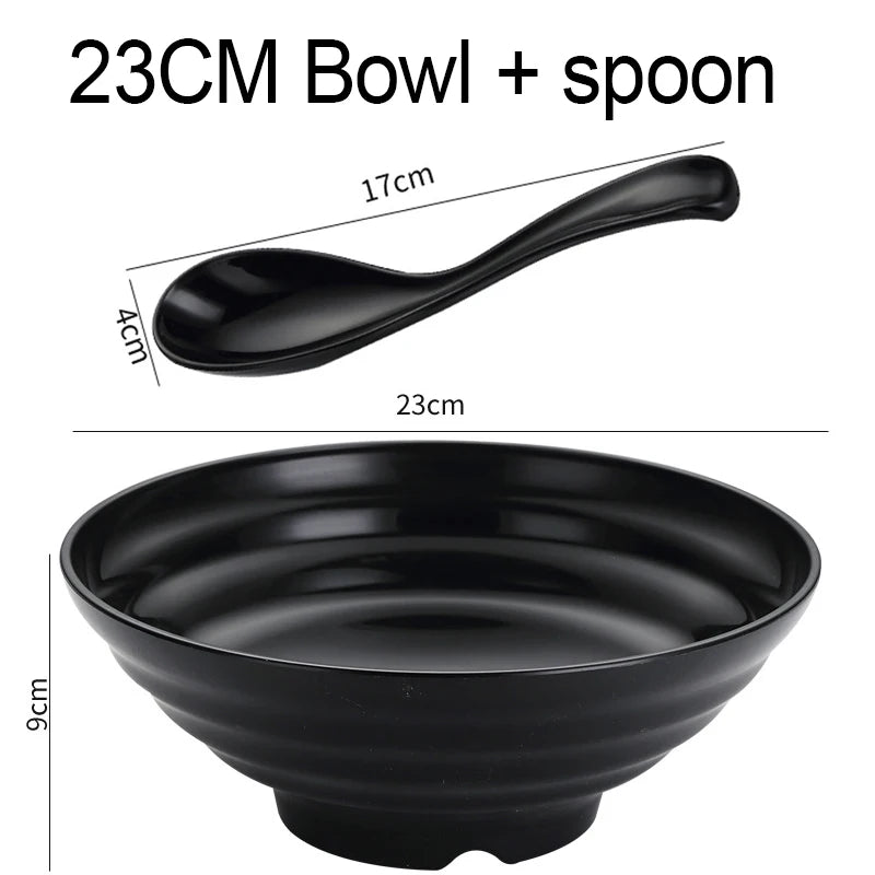 Thickened Plastic Ramen Bowl – Anti-Slip Noodle & Salad Bowl Plastic Ramen Bowl Oasis Select 23cm Spoon