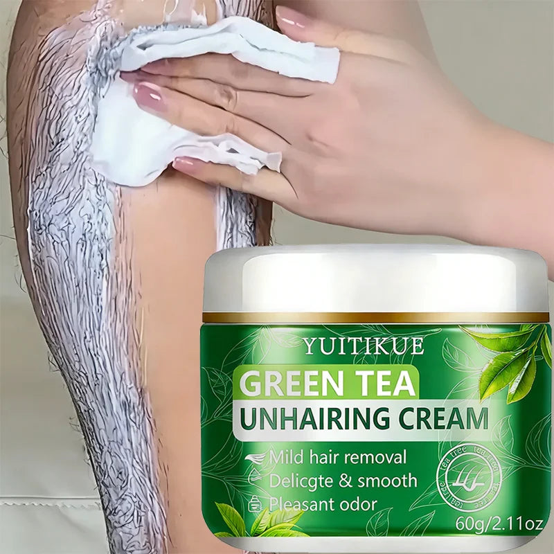 YUITIKUE Green Tea Depilatory Cream – Gentle Hair Removal 60g