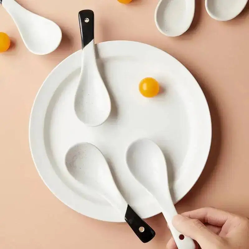 Ceramic Soup Spoon Soup noodles rice Spoon For Daily Use Kitchen Tablewear Oasis Select