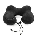 1pc Press And Inflate Portable Neck Pillow, Detachable For Cleaning, Suitable For Outdoor Travel, Business Travel, And Camping Oasis Select black
