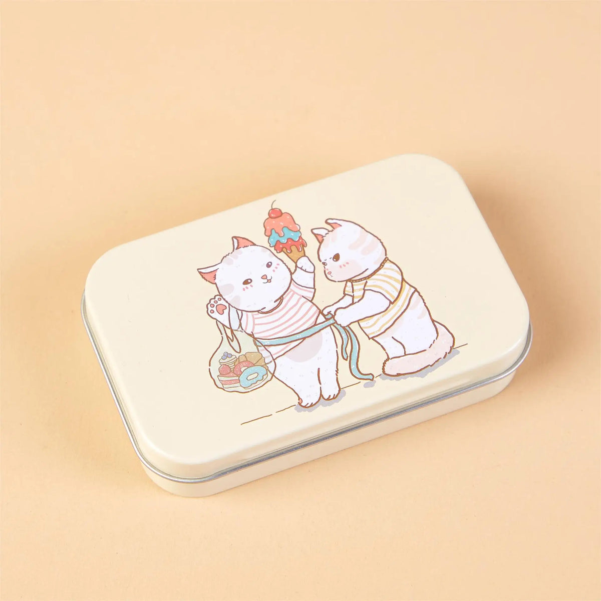 New Cartoon Cat Jewelry Tin Case Sealed Jar Packing Boxes Hairpin Candy Flip Storage Box Small Storage Cans Headphones Gift Box Oasis Select B