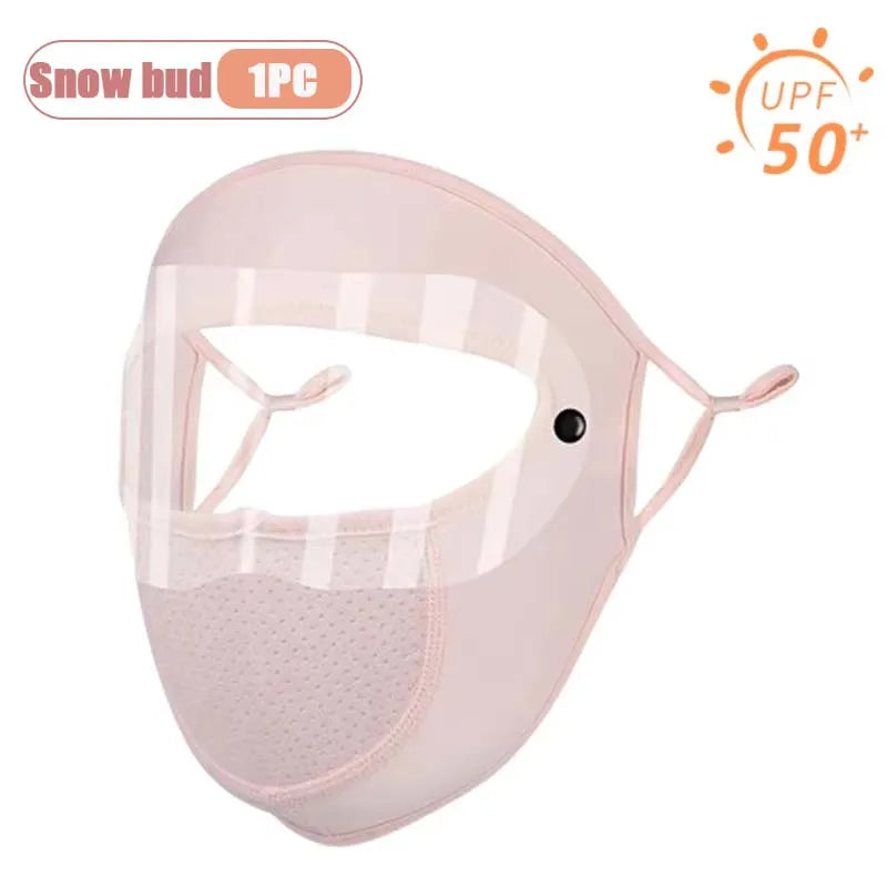 Dustproof Face Mask with Breathing Hole and Goggles Cycling Sun Protection Full Face Cover Ear Loop UV Shield for Outdoor Sports Oasis Select Snow bud-1PC