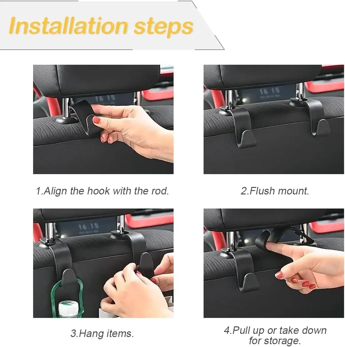 Front Seat Headrest Hook Car Seat Hook Multifunctional Car Clips Storage Rack Auto Fastener Hangers Interior Accessories Oasis Select