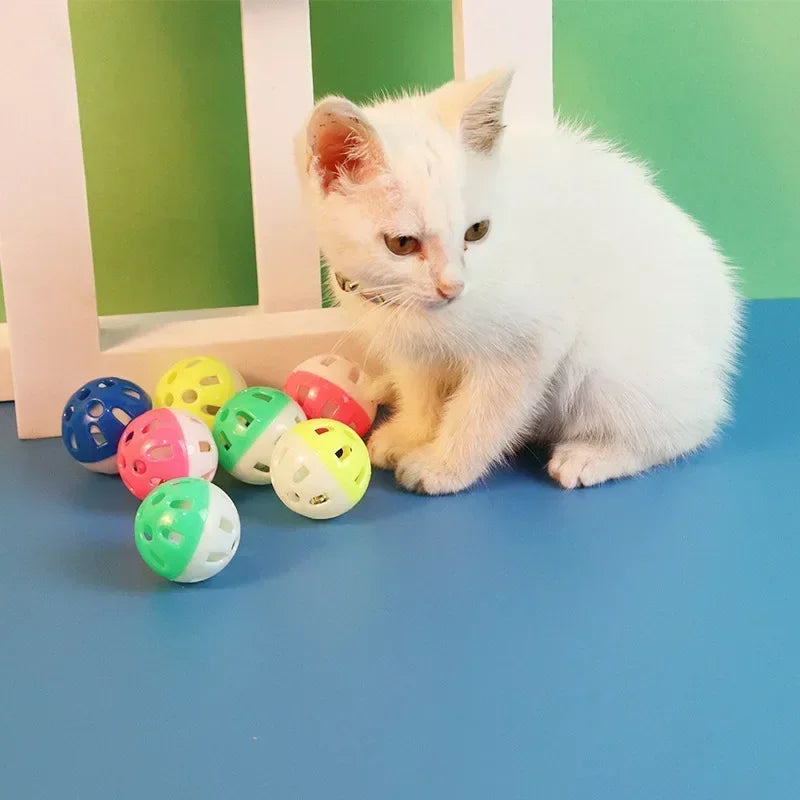 Pet Parrot Toy Colorful Hollow Rolling Bell Ball 10pcs Small Pet Cat's Cockatiel Parrot Chew Cage Fun Toys Pet Bird Supplies Oasis Select