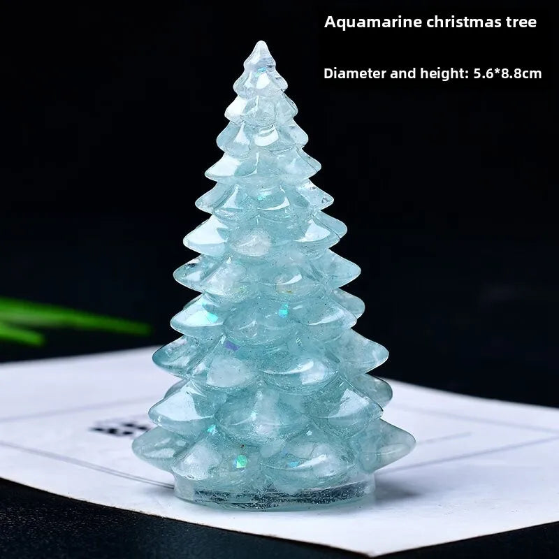 New Natural Crystal Crushed Stone Christmas Tree Resin Decorative Item for Home Desktop Decoration Christmas Display Oasis Select B 5.8cm x 8.8cm