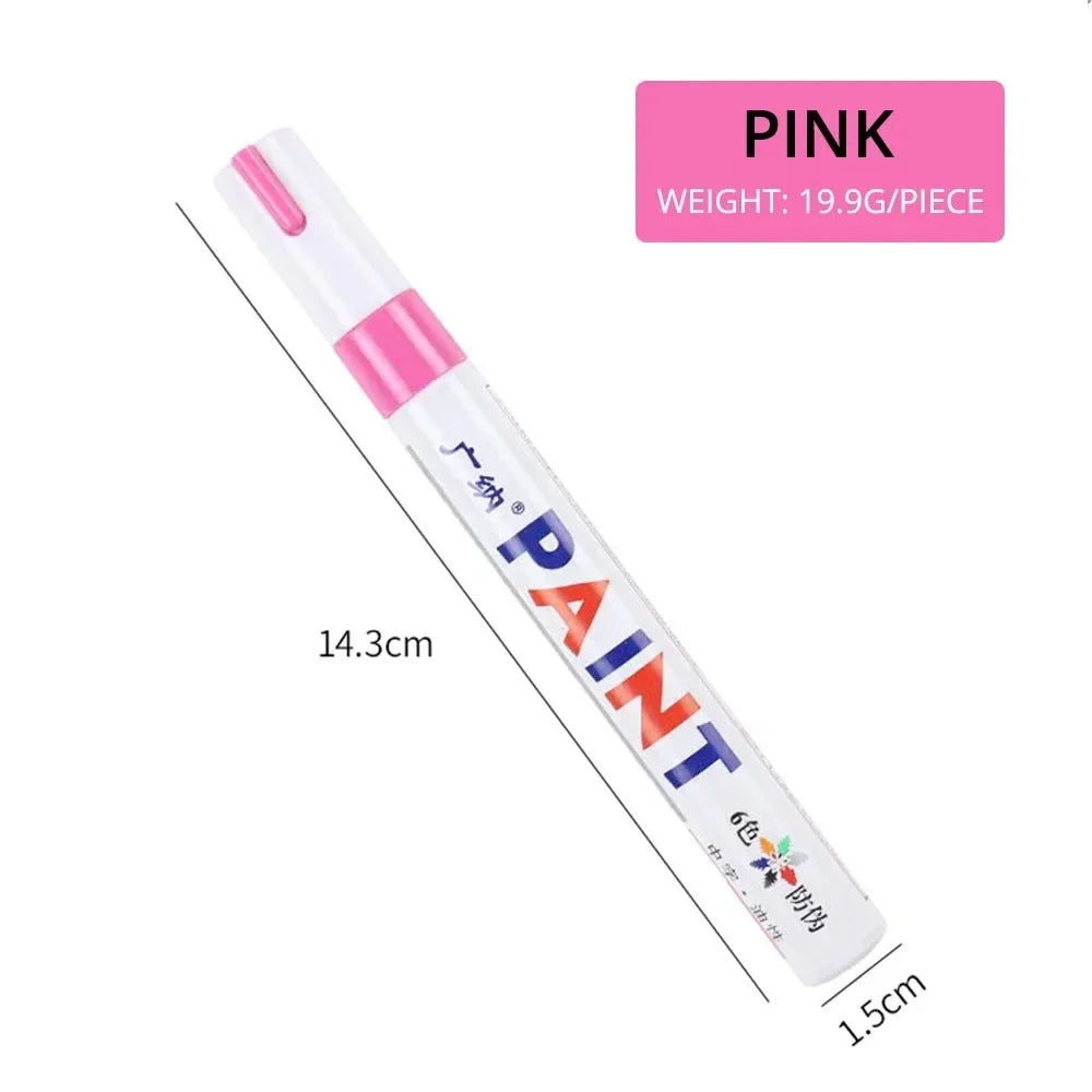 1/3PCS Car Paint Pen Waterproof Car Wheel Tire Oily Painting Mark Pen Auto Rubber Tyre Tread CD Metal Permanent Paint Marker Oasis Select Pink