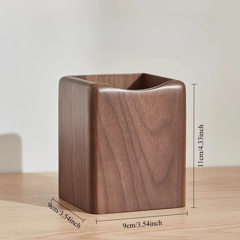Walnut Wood Makeup Brush Storage Bucket Large-capacity Dressing Table Desktop Brush Storage Bucket Makeup Tool Storage Box Oasis Select Walnut wood