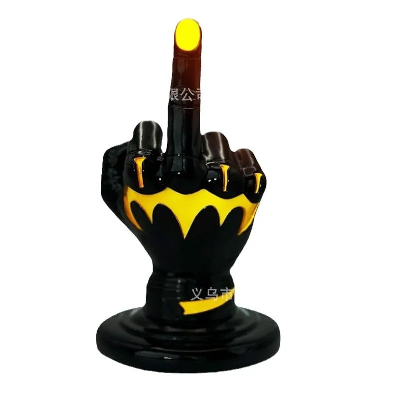 Resin Middle Finger Statue with LED Light - Bold Desktop/Patio Ornament Oasis Select