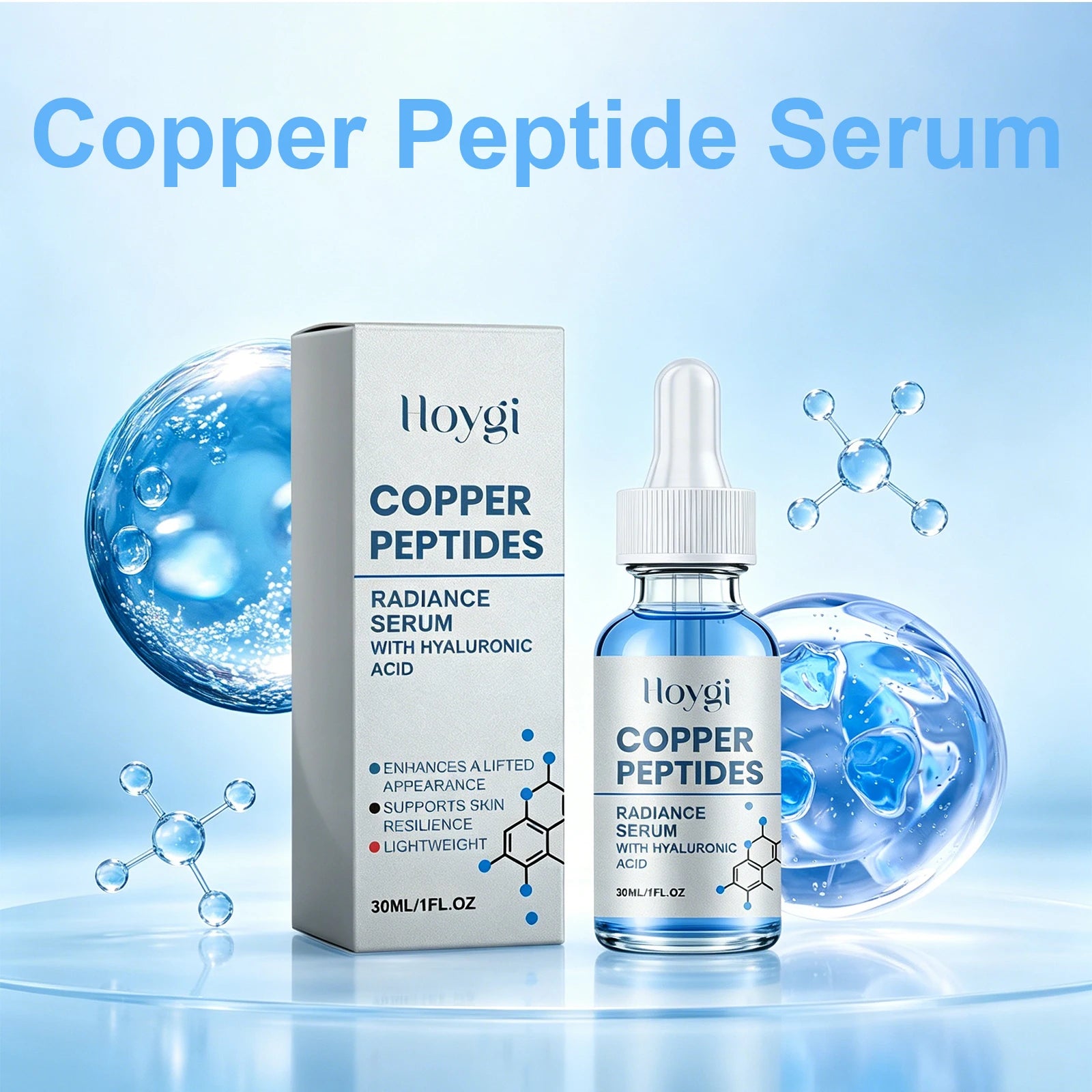 Copper Peptide Serum Firming Lifting Barrier Repair Hyaluronic Acid Reduce Wrinkles Pore Minimizer For Dry Skin Face Serum 30ml Oasis Select