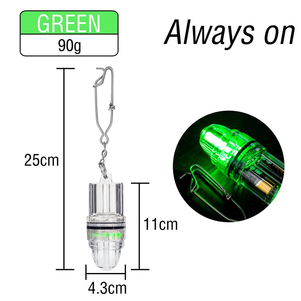 Dual-Mode LED Fishing Light For Deep Sea Waterproof Underwater Luminous Fish Lure Lamp Steady/Flash Underwater Lure Light Oasis Select Always on-Green