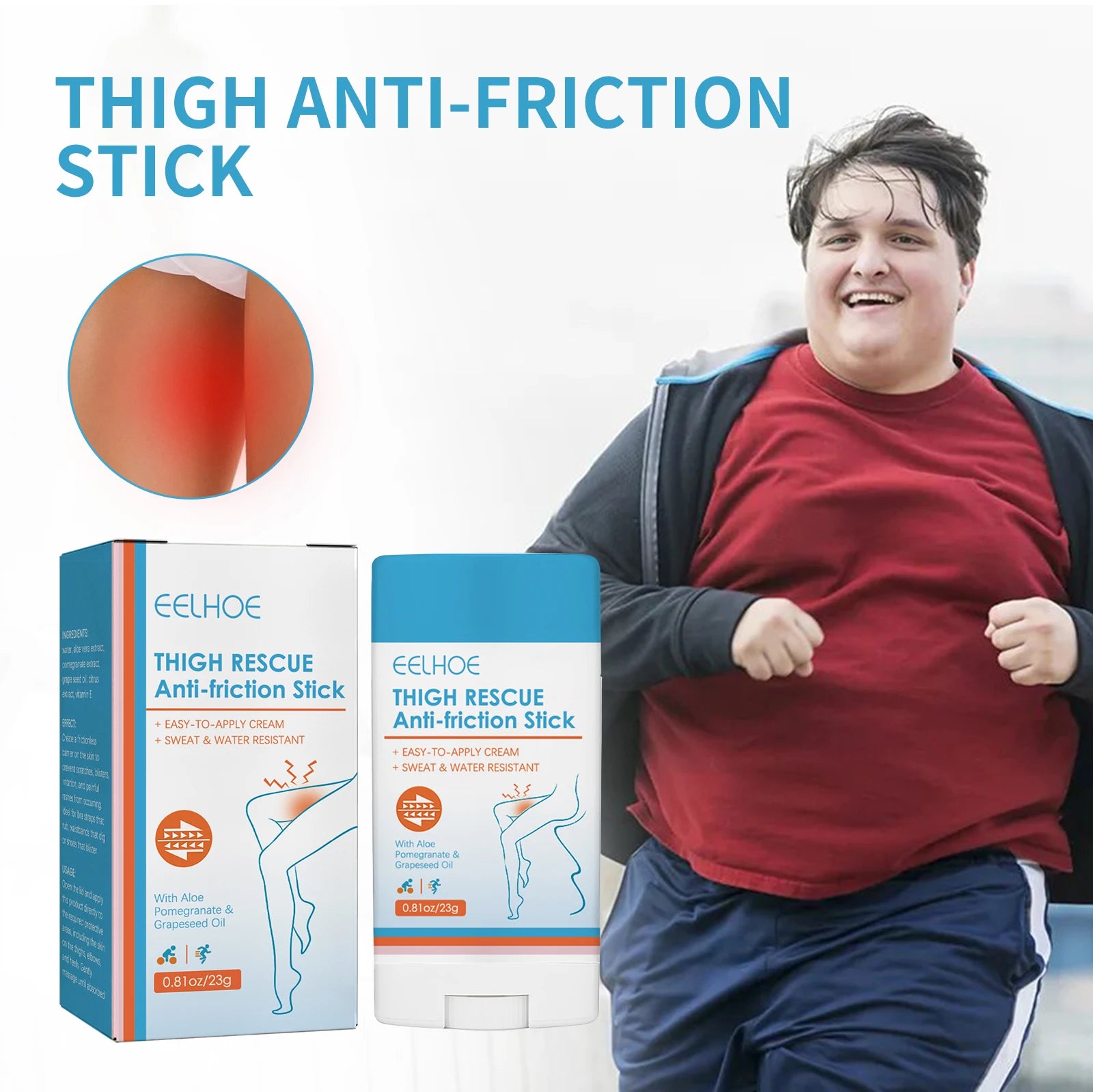 Thigh Anti-Chafing Stick - Waterproof, Sweatproof, Blister-Free, Easy Application, Skin Protection for Legs, Heels & Arms Oasis Select