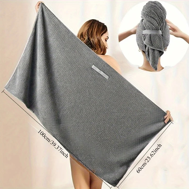Microfiber Hair Towel Extra Large Wrap Quick Dry Hair Towel Wrap With Elastic Band , Ultra Absorbent Soft Hair Towel Wrap Turban Oasis Select