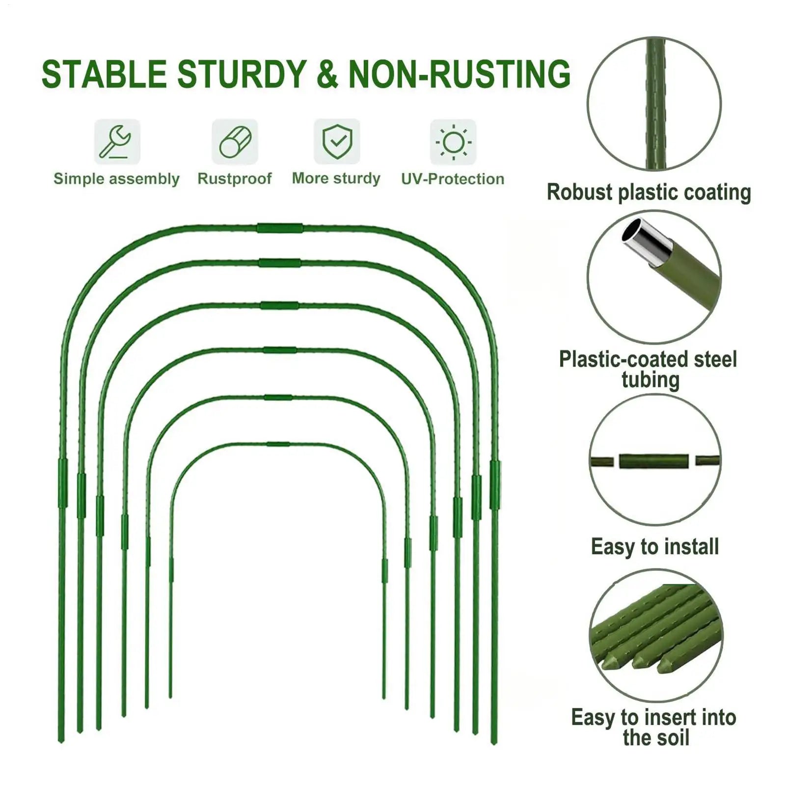 Greenhouse Plant Hoops Durable Reusable DIY Seedling Arch Shed Bracket for Garden Vegetable Grow Tunnel Support Garden Hoop