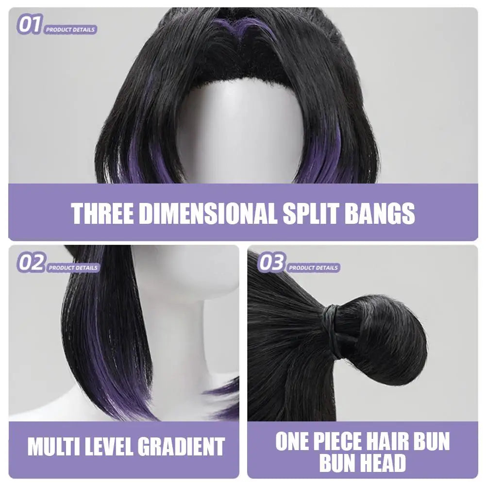 High Quality Anime Kimetsu no Yaiba Kochou Kanae Tsuyuri Kanawo Cosplay Wig Headwear Cos Props Accessories Wig Cap Oasis Select