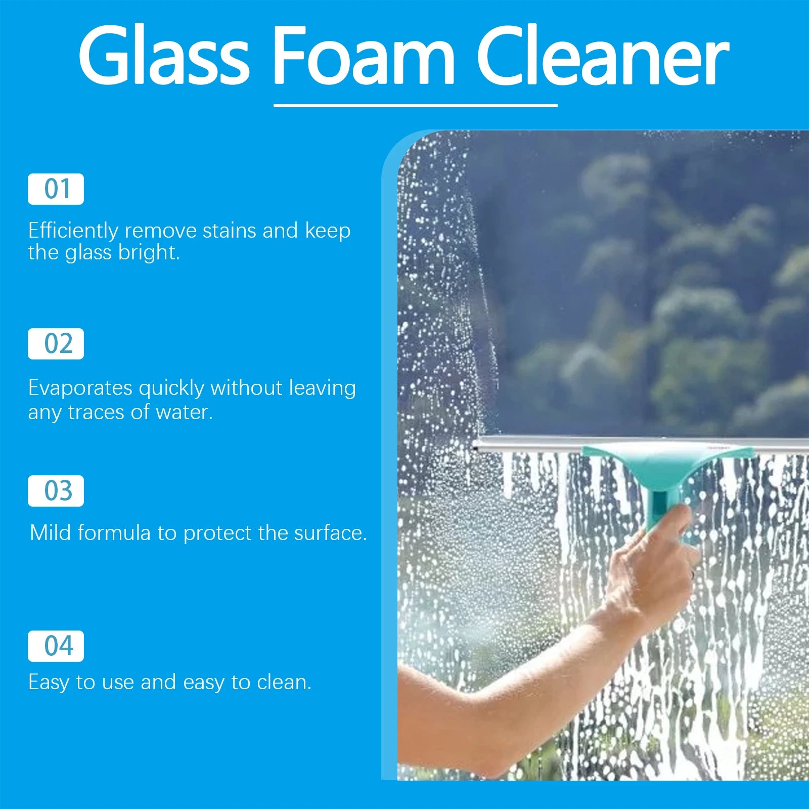JAKEHOE Glass Foam Cleaner – Streak-Free Windows & Mirrors 120ml Glass Foam Cleaner Oasis Select