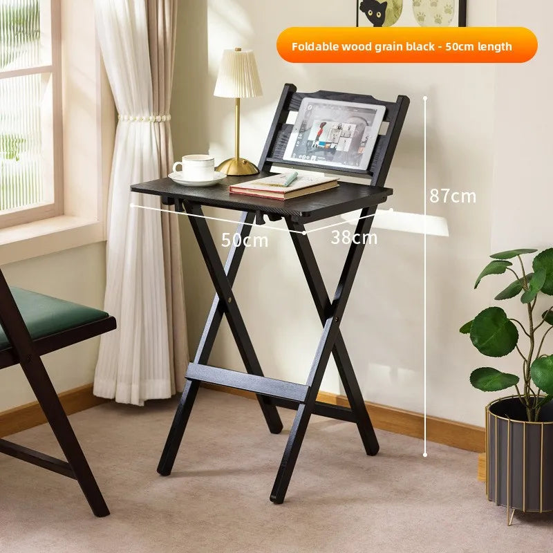 Installation-free folding table, desk, children's study table, adjustable height, writing table, student home bedroom desk Oasis Select Black small