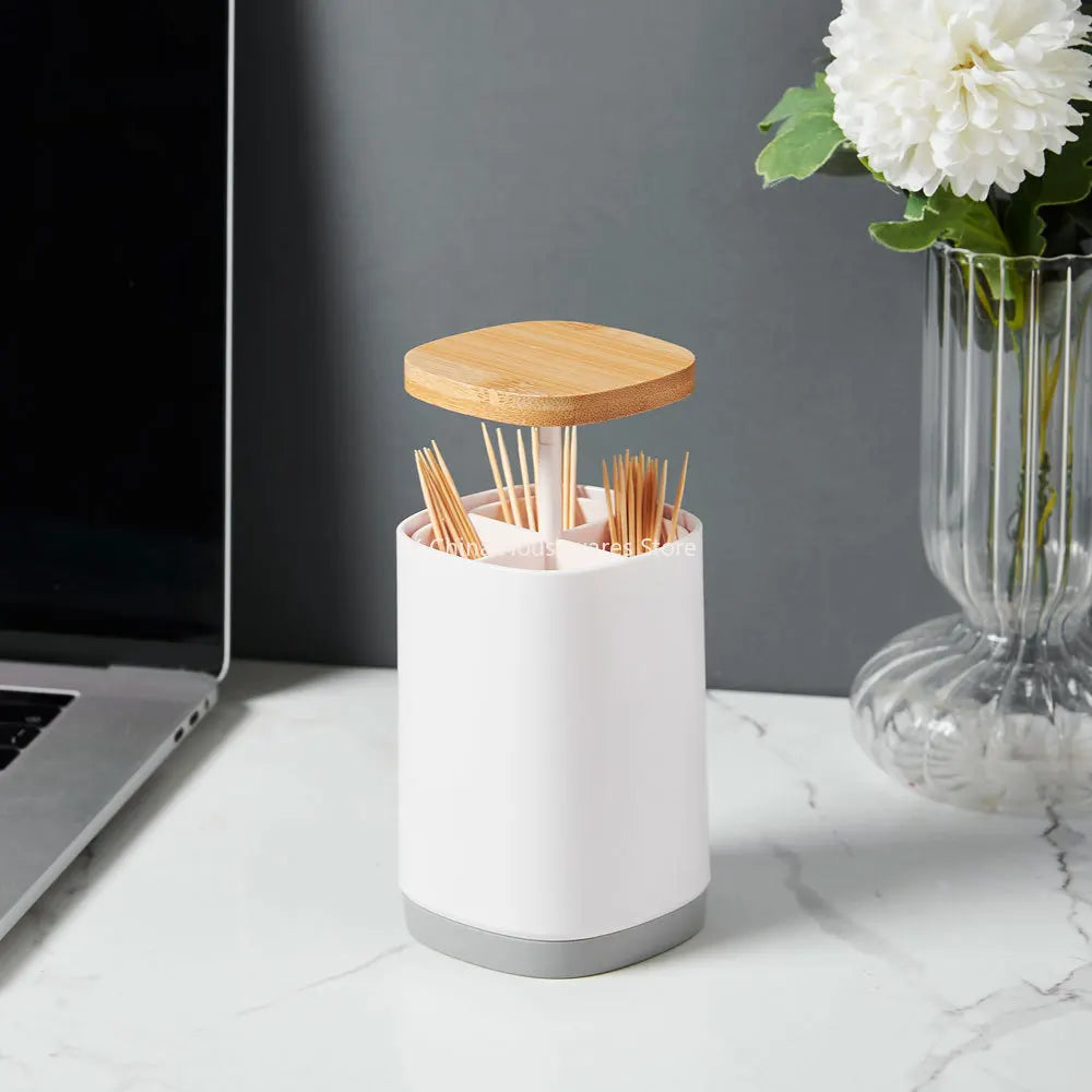 Household creative press-type toothpick box large-capacity grid toothpick tube simple personality toothpick storage tube Oasis Select