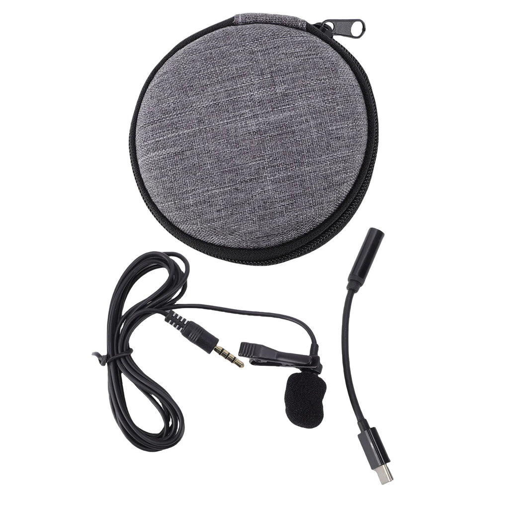 Lavalier Microphone with Clip Noise Reduction Unidirectional Wired Mic for Live Streaming Voice Recording Recording Microphone Oasis Select black