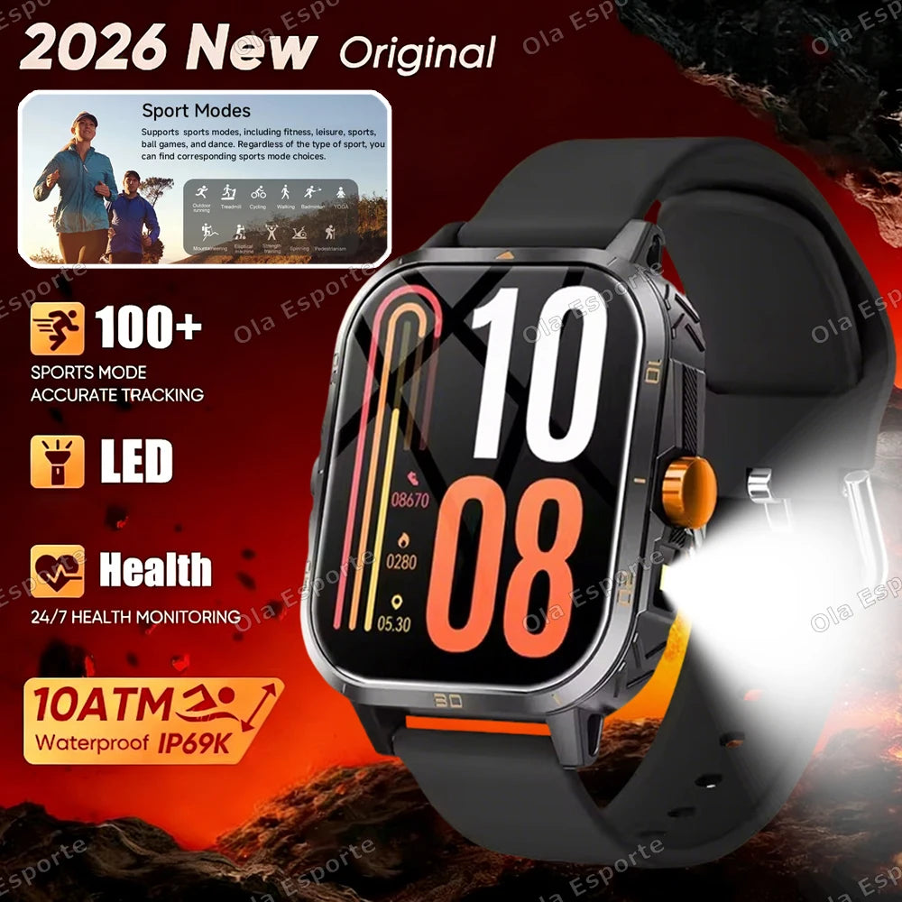 HW12 Military Sports Smartwatch – Bluetooth Call & Flashlight