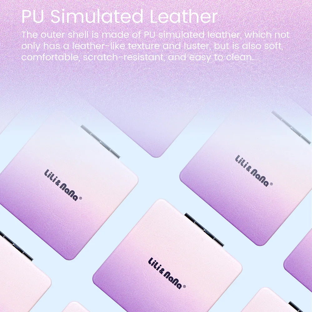 Square Folding Pocket Mirror – Gradient PU Leather, Dual-Sided Folding Makeup Mirror Oasis Select