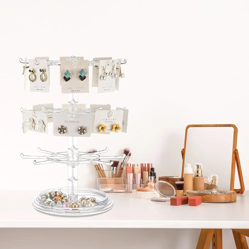 1pc 2/3 Floor Rotatable Jewelry Storage Rack Necklace Display Rack Rotating Keychain Bracelet Storage Rack Perfect Holiday Gift Oasis Select