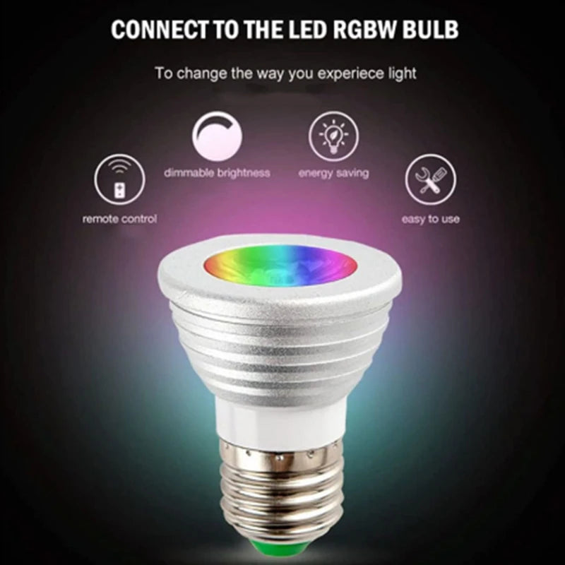 4Pcs E27 Bulbs And 1Remote Control With Memory Function 17Colors Changeable Spot Ligh 4Dynamic Lighting Modes Spotlight Oasis Select