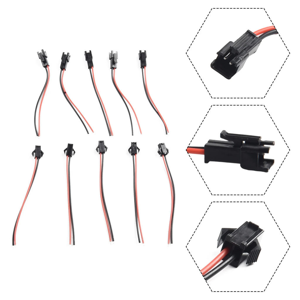 2.54mm SM 2-Pin Connector Cables for LED Strips – 5 or 10 Pairs LED Connector Cable Oasis Select