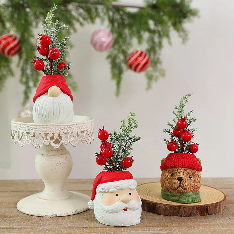 Santa Claus Figurine Christmas Decor Snowman Ornament for Home Table Centerpiece Mantelpiece Shelf Winter Holiday Decoration Oasis Select