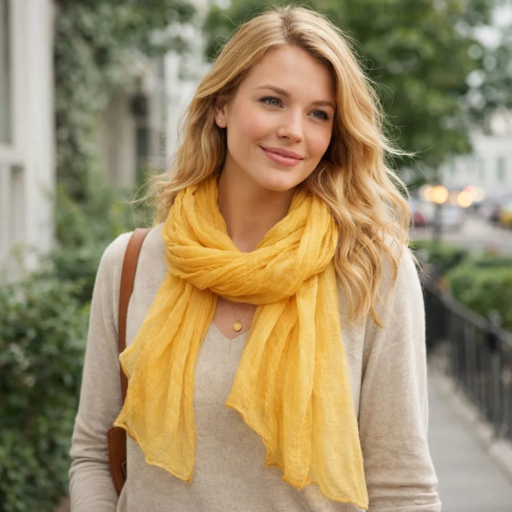 Elegant Solid Color Chiffon Scarf Thin Protection Sunscreen Shawl Soft Long Female Wrap Shawls Summer Oasis Select