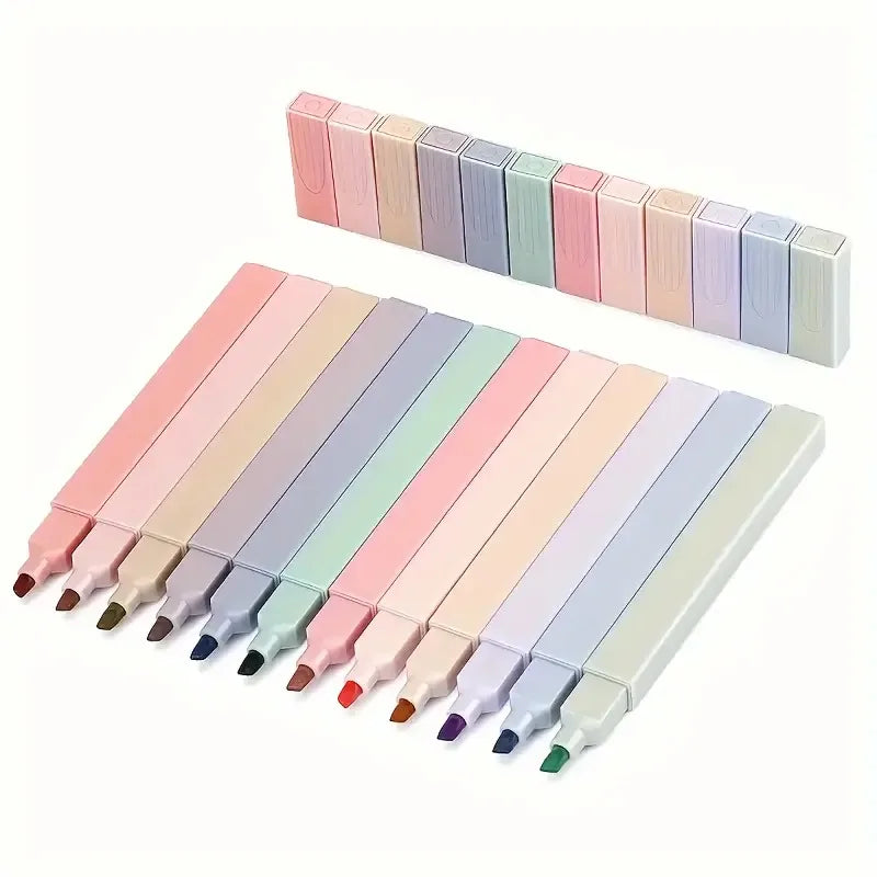 6/12pcs colorful Aesthetic Highlighters Cute Assorted Random Colors, No Bleed With Soft Tip Stationary Markers, For Students Oasis Select 12pcs