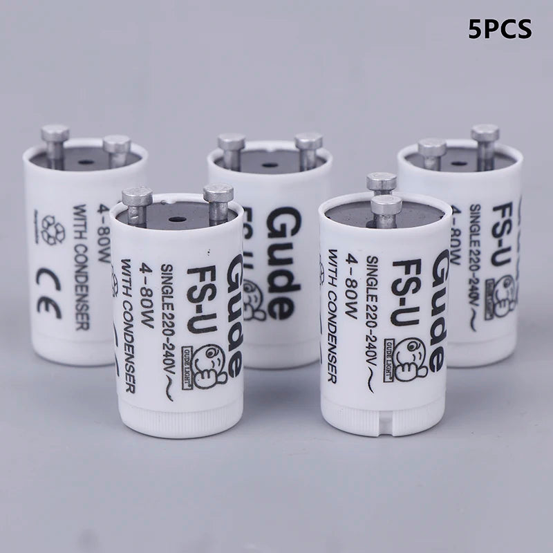 5pcs/set With Condensor Single 220V-240V 4-80W Fluorescent Lamp Starter FS-U 25X TL Starter Tube Fuse Starters CE Rohs Oasis Select White