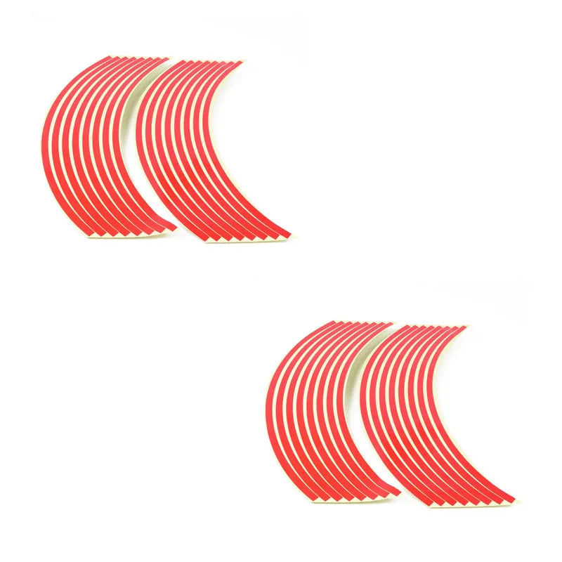 1/2/3set Motorcycle Wheel Sticker 18 Reflective Rim Stripe Tape Car Bicycle Wheel Decoration Universal Sticker For Motorcycle Oasis Select Red-2 set