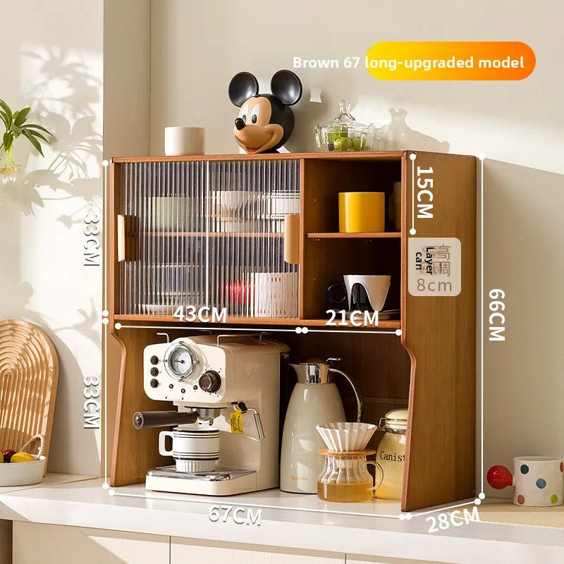 Cup storage rack desktop dining side coffee machine kettle storage cabinet multi-layer dustproof water cup tea set cup holder Oasis Select Brown 67 GB