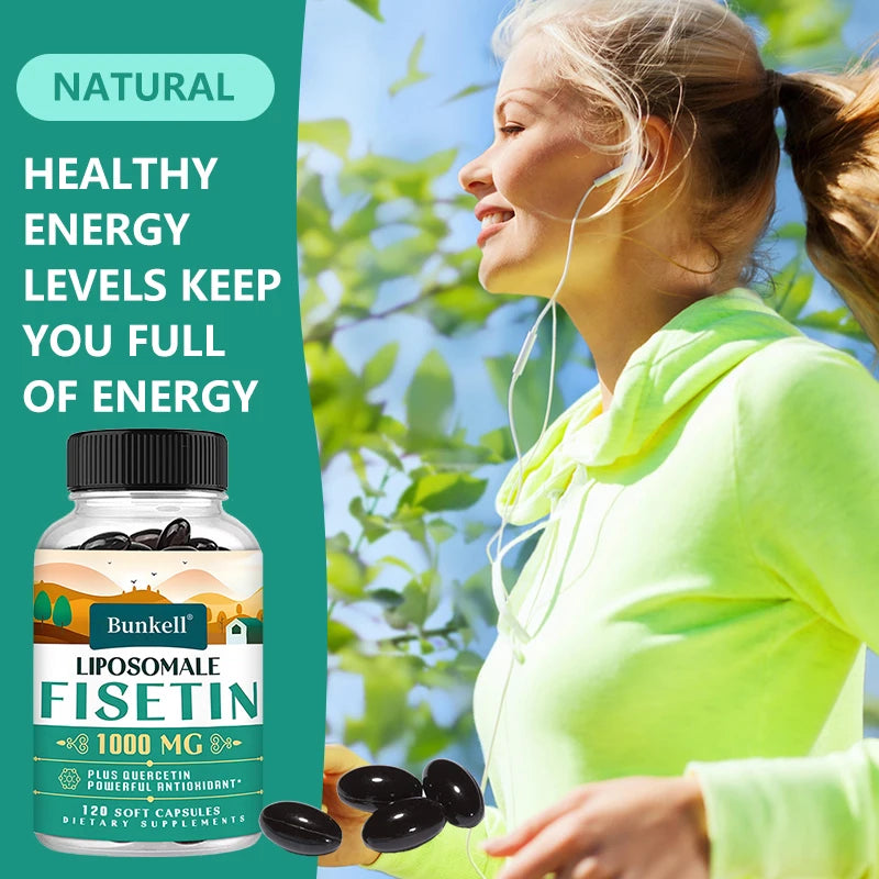Liposomal Fisetin & Quercetin Capsules – Anti-Aging, Energy & Focus Antioxidant Supplement Oasis Select