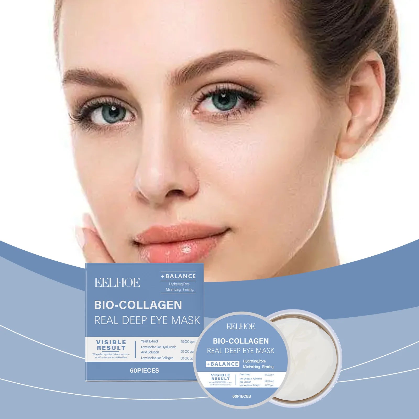 EELHOE Collagen Eye Mask Anti Dark Circles Removal Eyes Bags Moisturizing Firming Eye Patches Nicotinamide Eyes Care Mask 60PCS Oasis Select