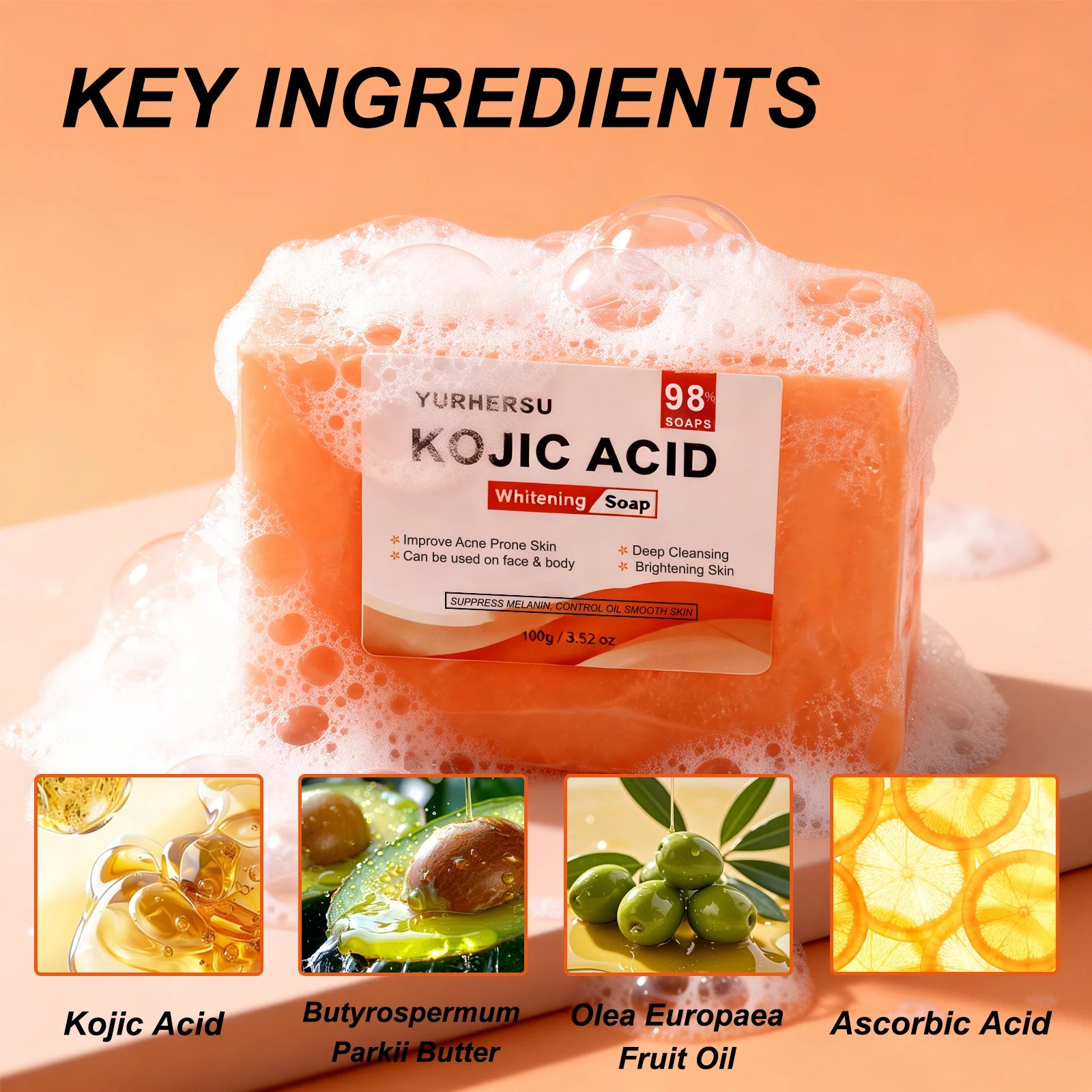 Kojic Acid Brightening Face Soap – Natural Moisturizing Cleanser Brightening Facial Soap Oasis Select