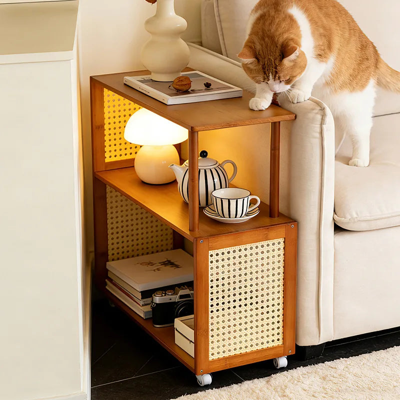 Movable pulley modern simple coffee table household storage side cabinet new sofa side table Oasis Select