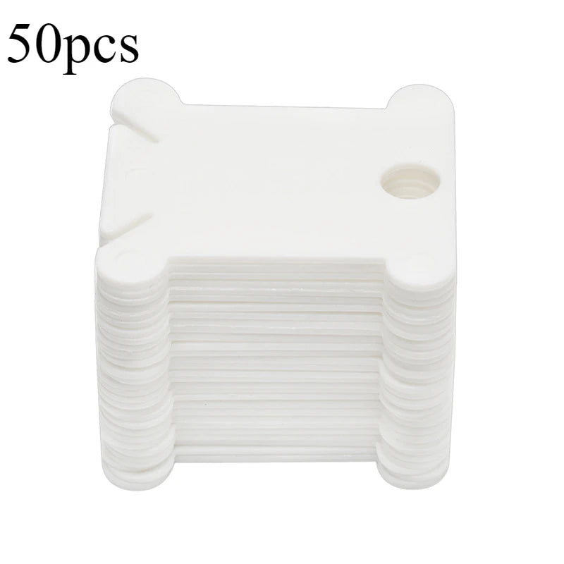Thread Organizer Embroidery Thread Holder Floss Craft Bobbin Cross Stitch Craft Storage Plastic Sewing Thread Board Card Thread Oasis Select 50pcs-white