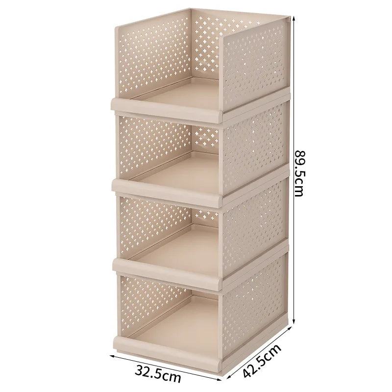 Drawer type clothes clothing storage box foldable pull-out wardrobe layered baffle pull basket layered pants storage box Oasis Select 4 Layers - Khaki 1