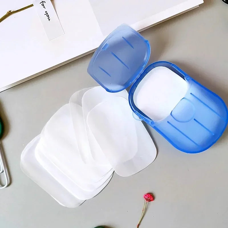 Mini Portable Disposable Travel Soap Boxes Hand Washing Cleaning Paper Slices Strips for School On-the-go Camping Hiking Oasis Select