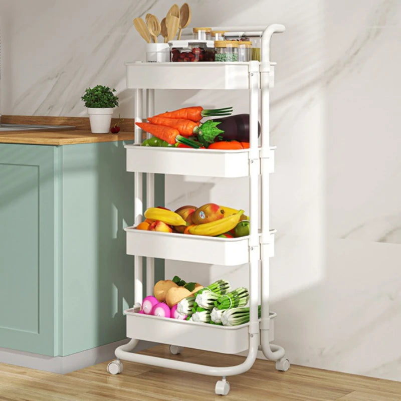 Kitchen Shelf Household Cart Multi-layer Movable Storage Rack Floor to Floor Bedroom Mobile Snack Storage Rack Oasis Select