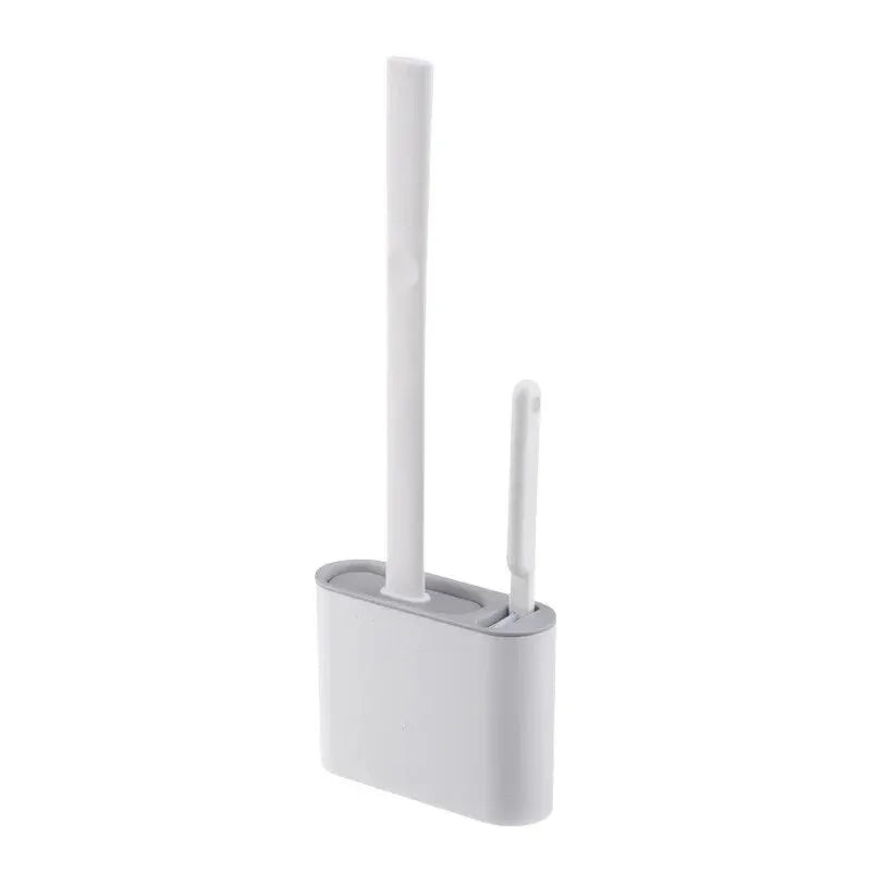 Wall Hanging Toilet Cleaning WC Brush Holder Long Handled Silicone Water Proof Quick Drying Soft Bristles Bathroom Accessories Oasis Select Grey