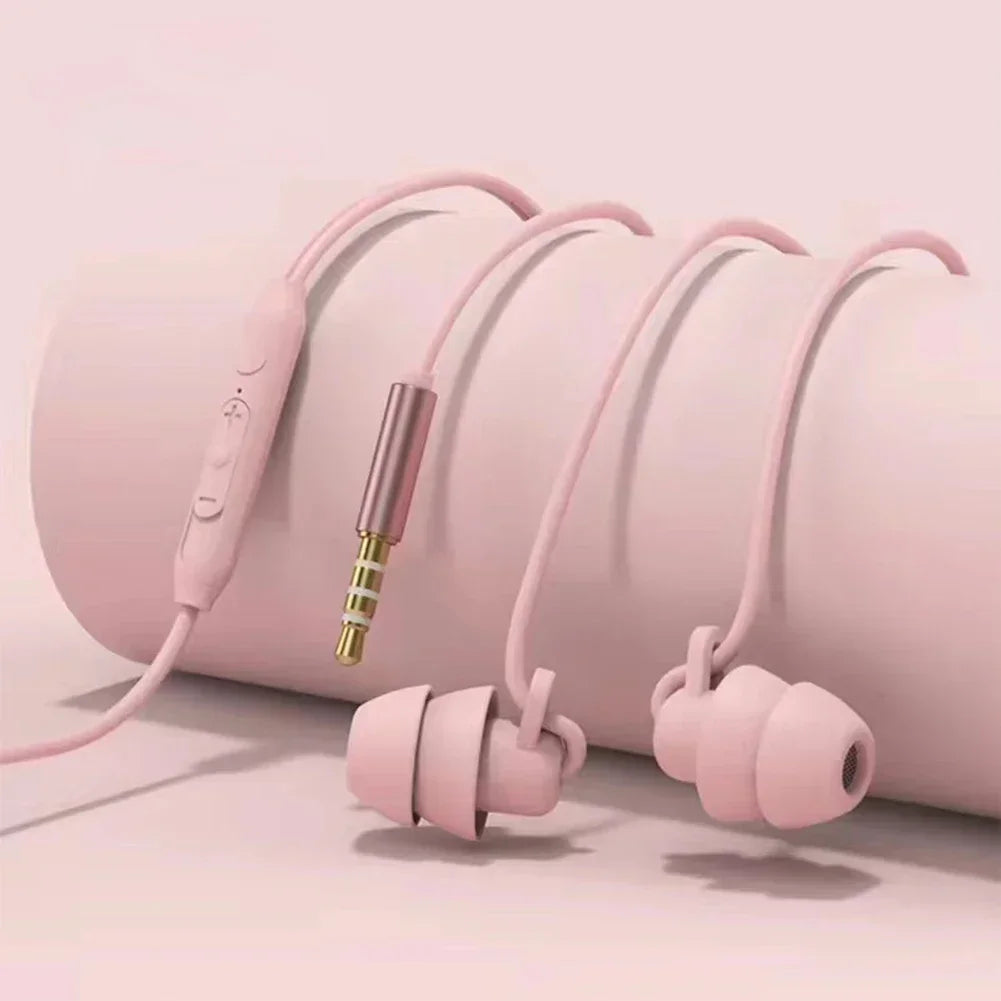 Silicone Sleep Earphones 3.5mm Wired In-Ear Headphones with Mic