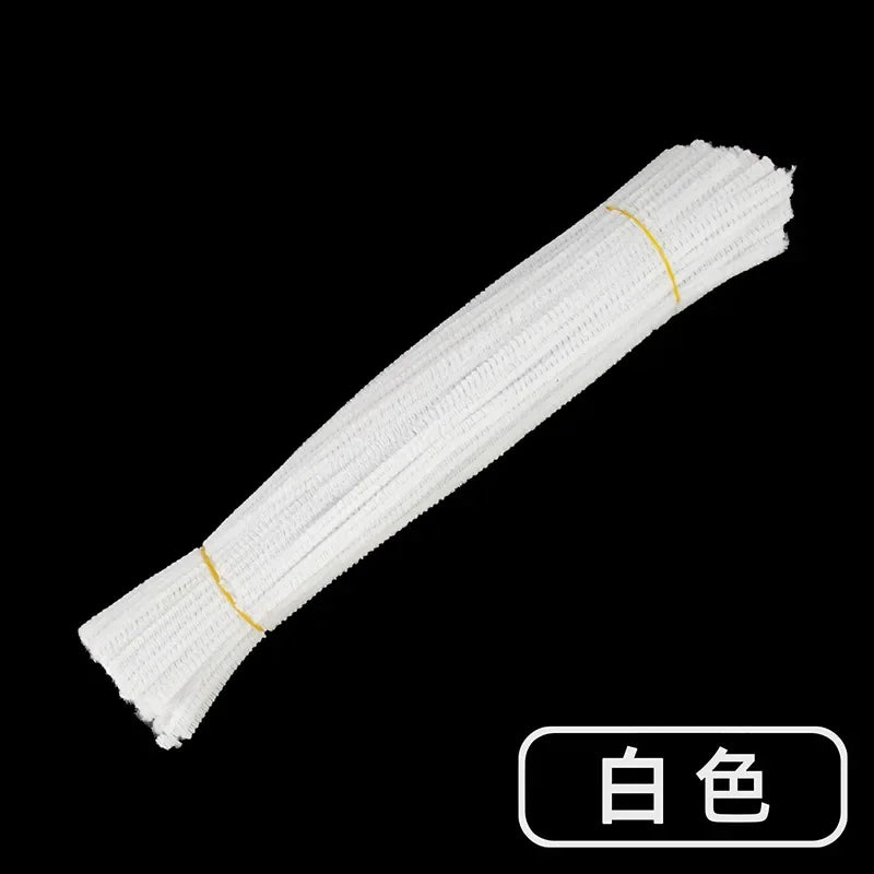 100pcs Set Plush Chenille Craft Sticks Flexible Twisted Wire Strips DIY Handmade Making Materials Creative Hobby Supplies Oasis Select White