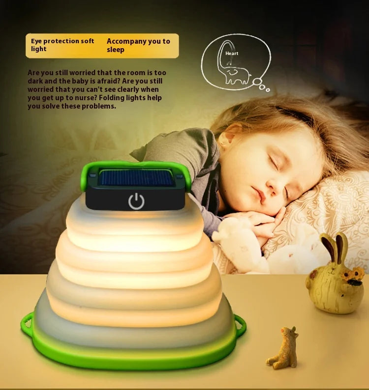 Outdoor Portable USB Charging Folding LED Camping Light, Solar Camping Light, Retractable Hanging Silicone Tent Light Oasis Select