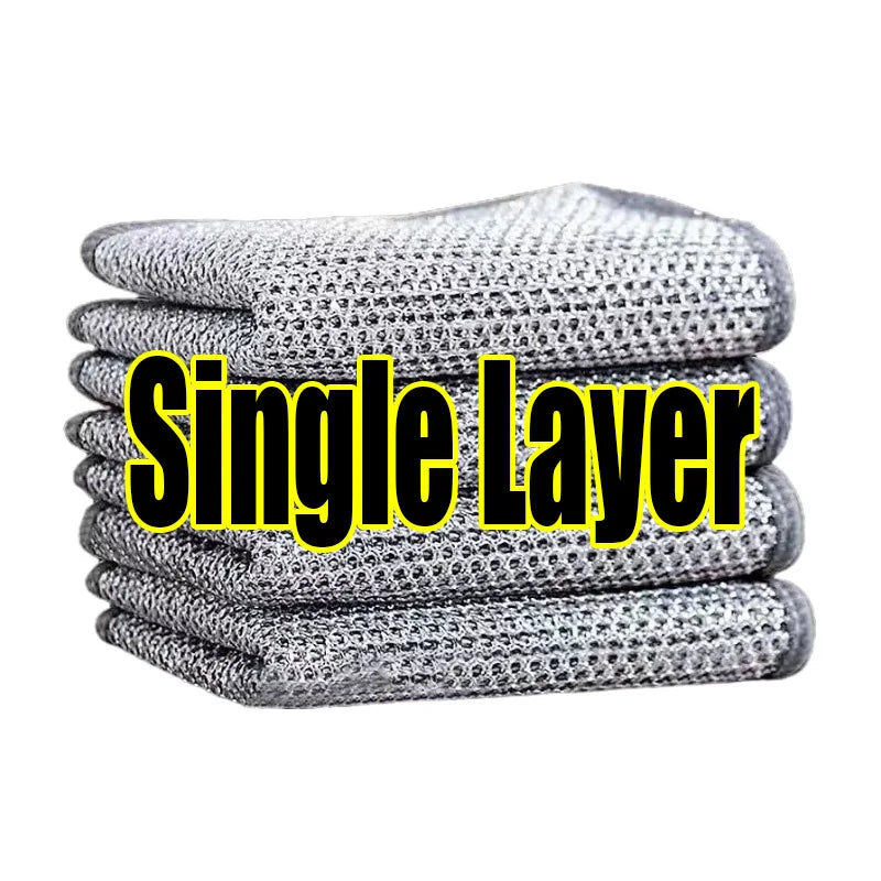 Steel Wire Cleaning Cloths SingleDouble Layer Metal Silver Wire Dishwashing Towels Kitchen Pot Pan Dish Non Stick Oil Rags Cloth Oasis Select Single Layer 20pcs